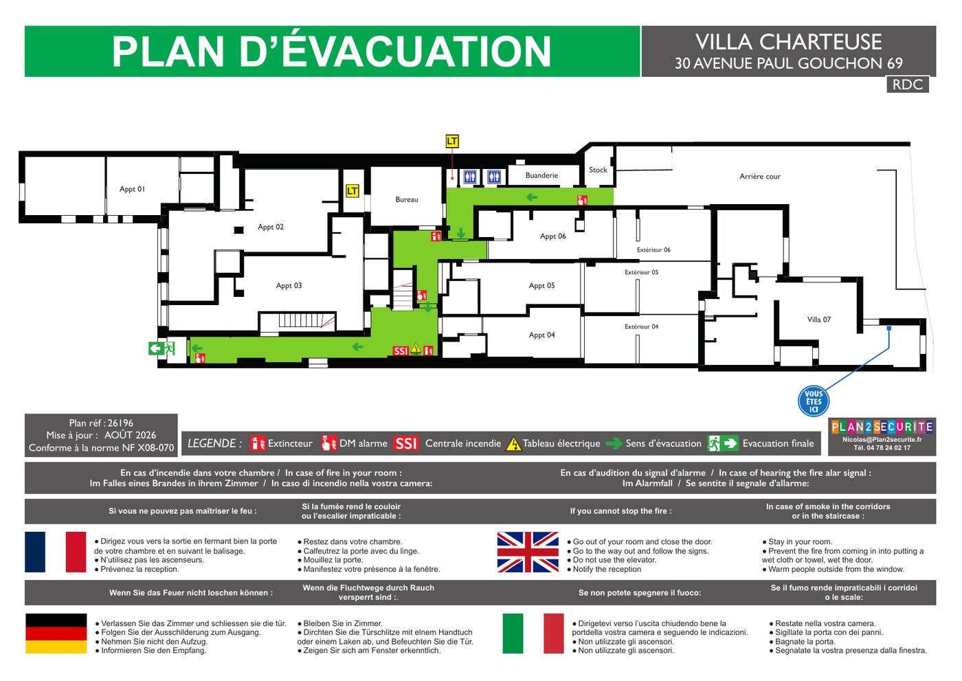 Plan de chambre conforme NF X 08-070