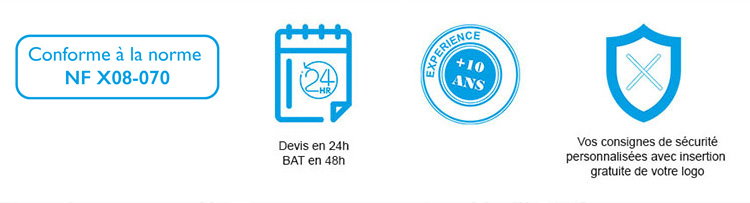 consignes de securité emplacement norme ISO NFX08-070